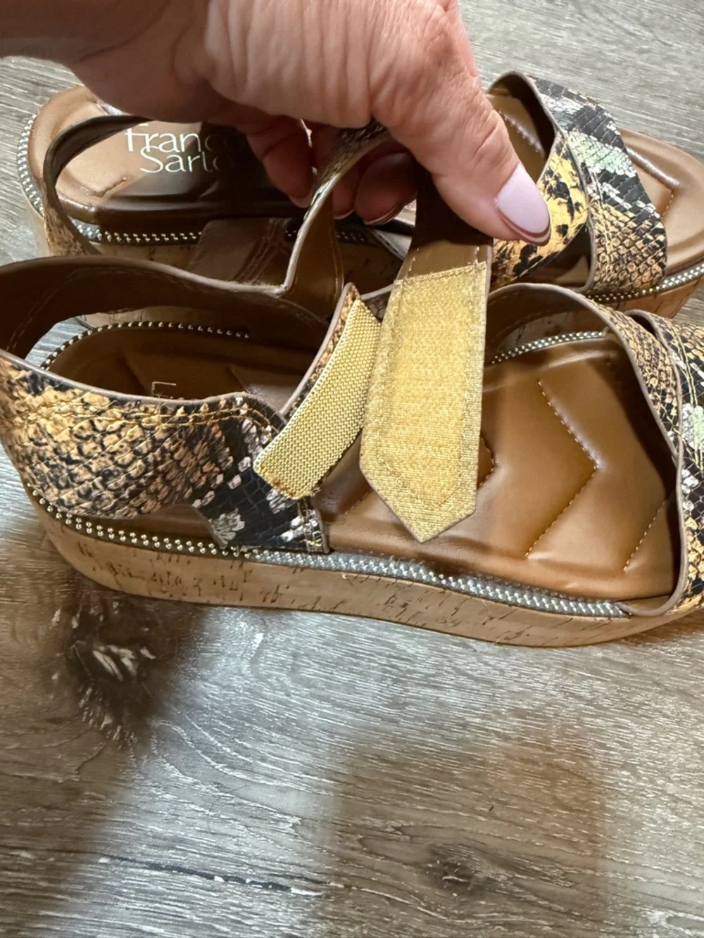 Franko Sarto Ozio Snakeskin Wedge Platform Sandals Women's 9.5M Ankle Strap Boho
